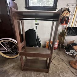 two tier shelf storage with rod 