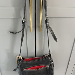 Black Leather Bags And Two Wallets