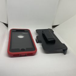 For iPhone 6, iPhone 7/8 Red With Black Belt clip Case 