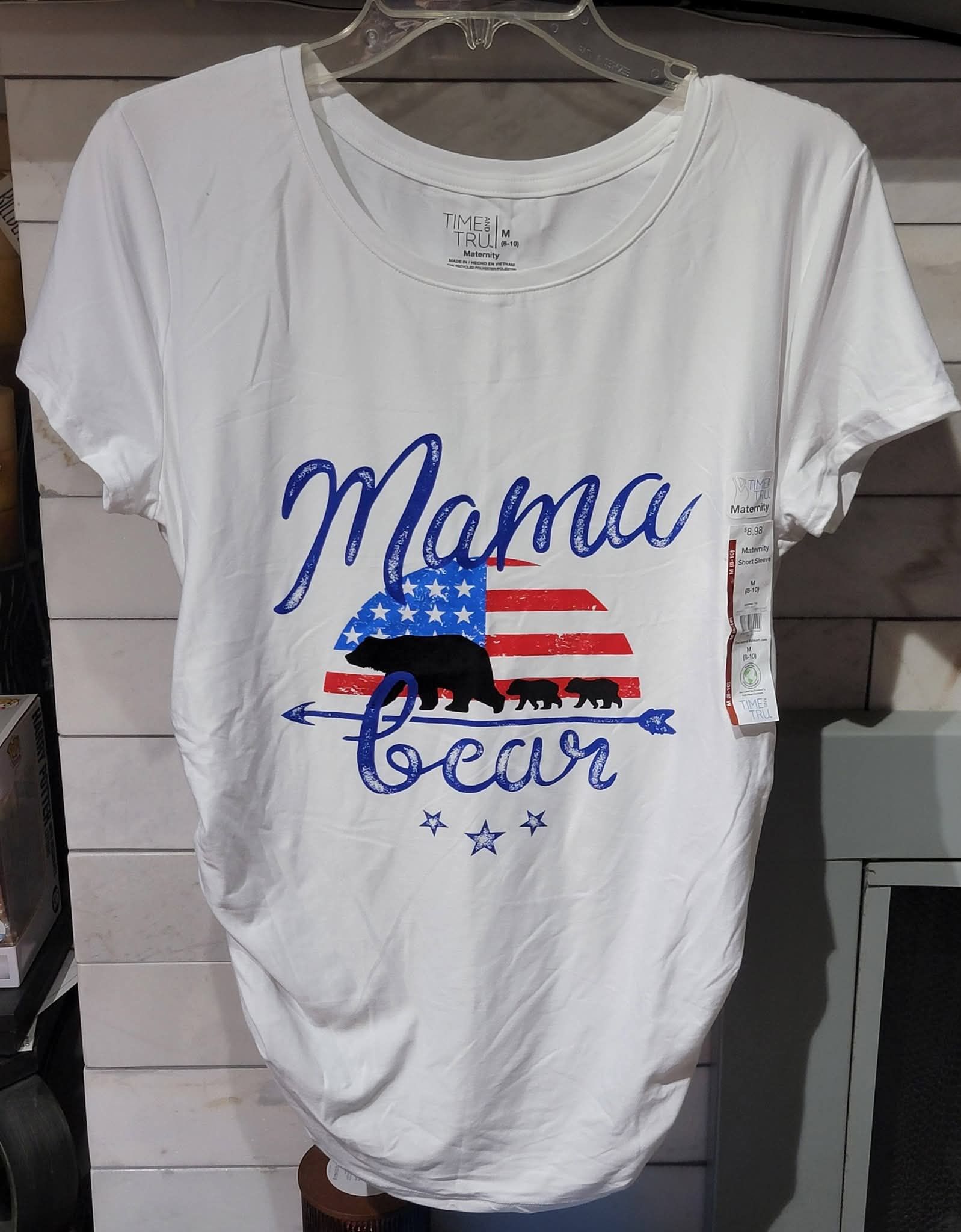Women's Maternity Short Sleeve "Mama Bear" Graphic Tee
$5 (One Available In Size Medium 8-10)
TT-43