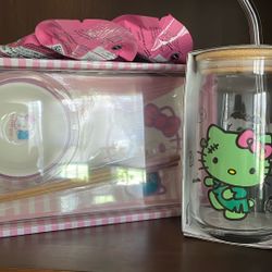 Hello Kitty Glass Tumbler Sushi Set