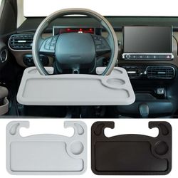 2 in 1 Car Steering Wheel Desk, Food Table for Car, Steering Wheel Tray for Laptop, Multipurpose Travel Car Accessories Fits Most Vehicles