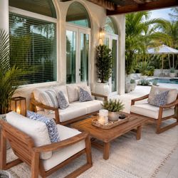 TOBAGO OUTDOOR PATIO SET- Clean And Ready For New Home! Loveseat, 2 Chairs And Coffee Table- Retails Over 2800