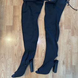 Thigh High Open Toe Heels