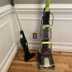 Bissell carpet cleaner, and Bissell stick vacuum