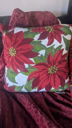 All 4 Pieces One(1) Christmas  pillows &  two (2) Christmas throw blanket And Container See Picture#11 Oportunity All 4 Pieces For $40
