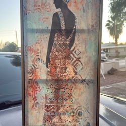 12x24" framed African canvas art