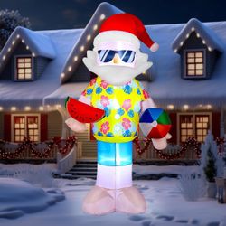 Ceenna 8 FT Christmas Inflatable Outdoor Decoration Giant Inflatable Santa Claus Blow Up Nutcracker Fisherman Hawaiian Blow Up Yard Decor Built in LED