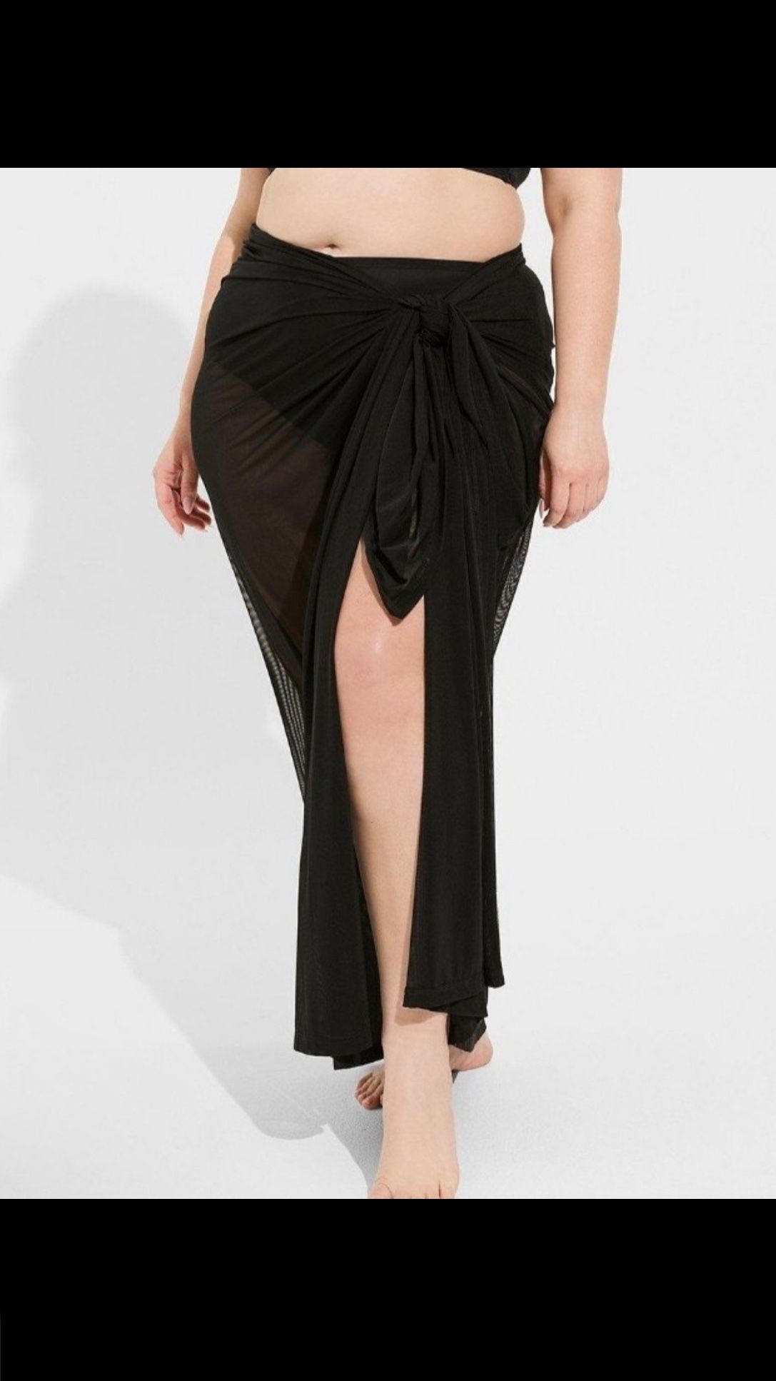 TORRID Solid Black Mesh Sarong Cover-up women’s one size sheer see through beach