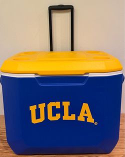 UCLA COLEMAN Cooler 60qt Rolling Insulated Ice Chest Portable Tailgating Cooler