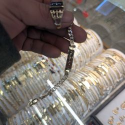 10k Gold Kids Cuban Name Plate Bracelet 