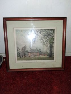Framed Colonial Estate Print with Wood Frame