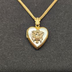Vintage WWII US Army Eagle Mother Of Pearl Locket