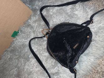 Black velvet mini backpack