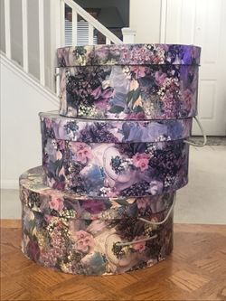 Decorative Hat Boxes - Set of 3 - 14” / 15” / 16” Round