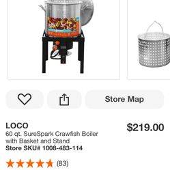 LOCO 60 qt. SureSpark Crawfish Boiler with Basket and Stand