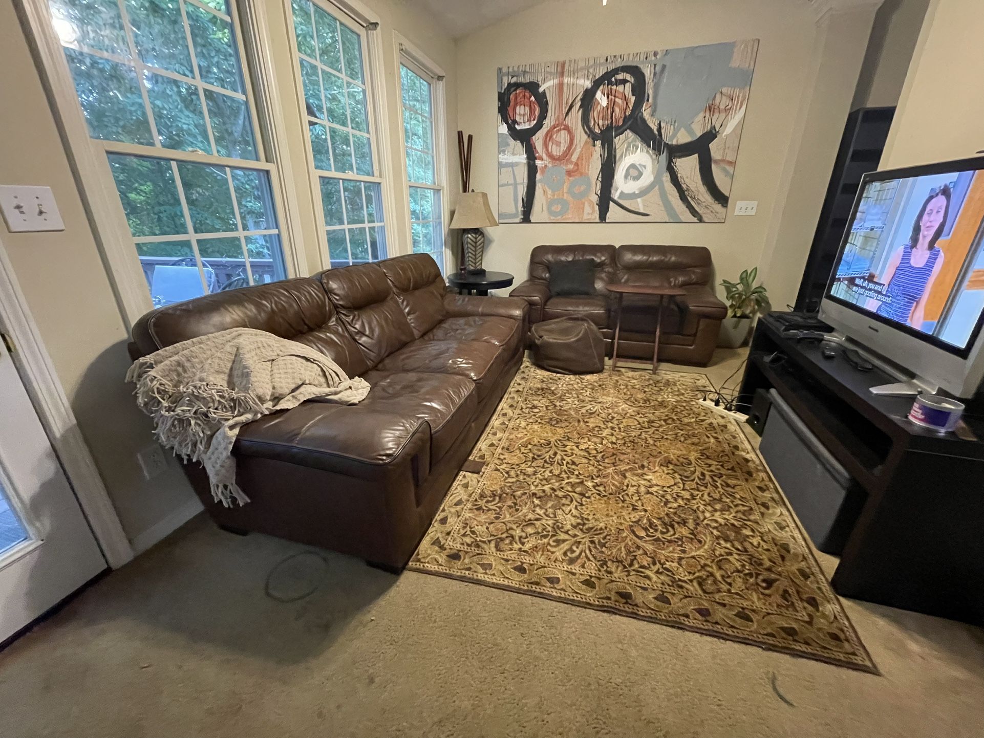 Brown Leather Sofa & Loveseat! $600