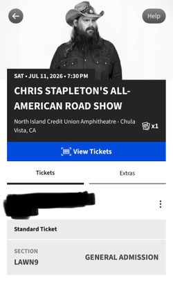 7/11 Chris Stapleton Lawn Ticket
