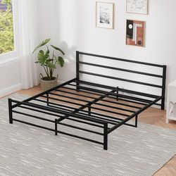King Bed Frame With Headboard And Slats