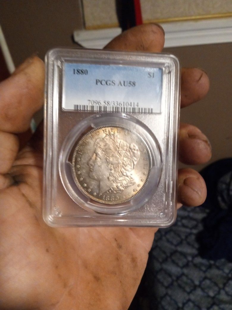 1880 Morgan Silver Dollar Au58 Pcgs Graded