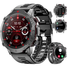 Militay Smart Watch, 1.46" HD Zinc Alloy Case Smartwatch, with IP68 Waterproof/100 Sports Modes/Bluetooth Calls (Make/Answer), Fitness Tracker for fit