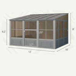 EROMMY 10X12 Wall Mounted Sunroom With Prefabricated 4-Season Design – Grey Brand New in box $1500  Warehouse Clearance Sale   🔥First Come, First Ser