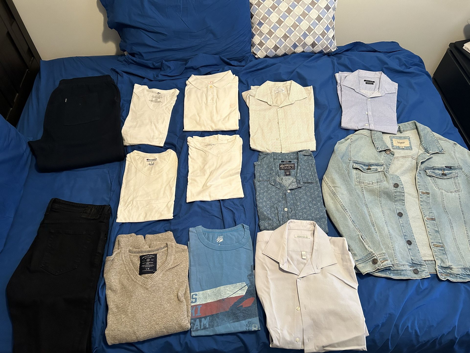 Champion, Calvin Klein, American Eagle assorted clothes