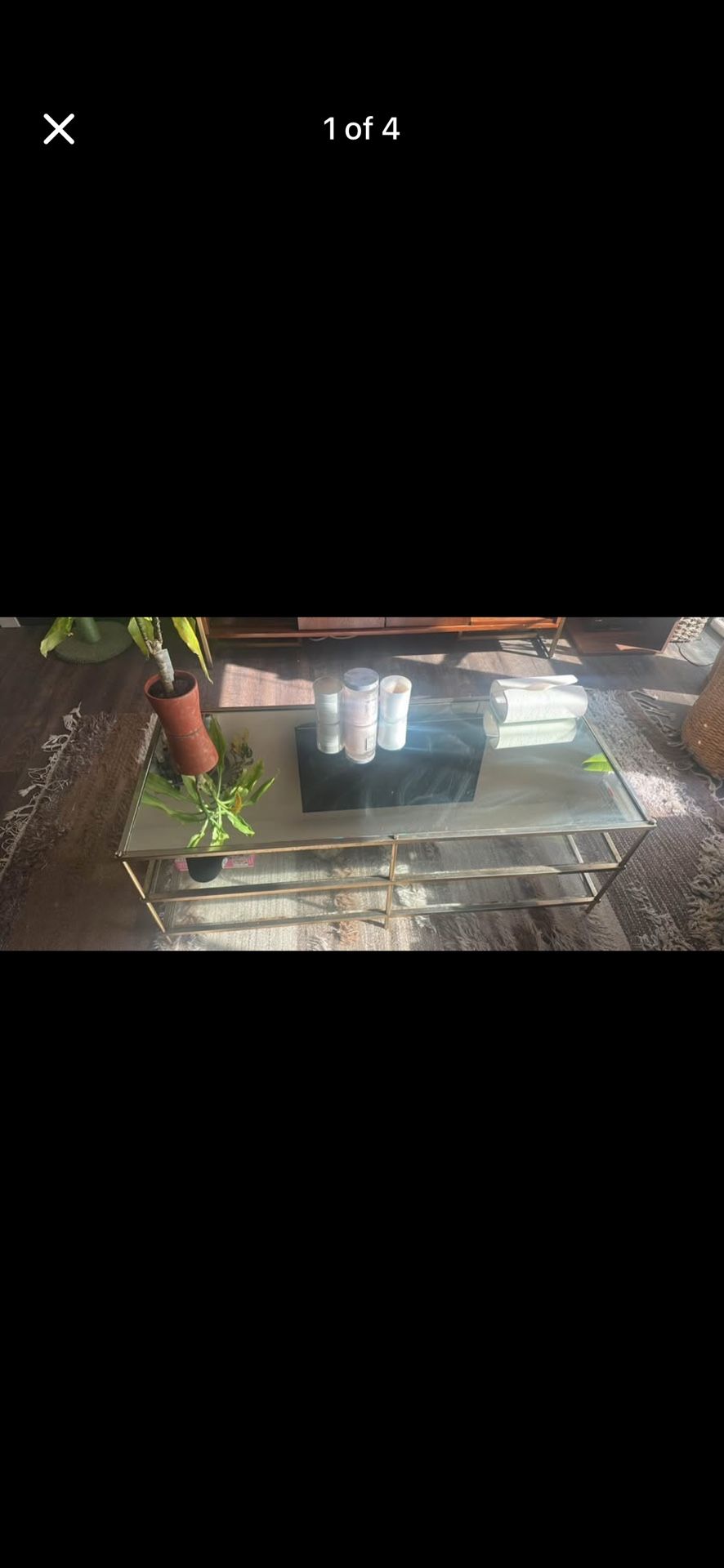 Beautiful west elm glass and mirrored 3 tier coffee table must be gone by 11/8