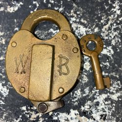 Antique Brass Padlock And Key
