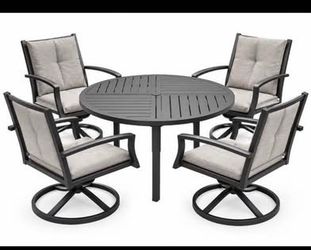 Mixpatio 5-Piece Aluminum Outdoor Dining Set with Swivel Chairs