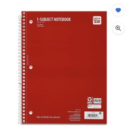 Notebook Pen+Gear Wide Rule Red 1 Sub Notebook, 8"x10.5, 70 Sheets Each (1 Pack), New