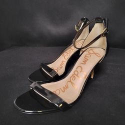 Black Open Toed Ankle Strap Heels By Tom Edelman (Size 7.5)