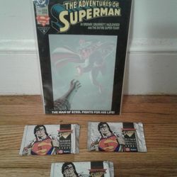 Superman Memorabilia Collectibles  1993 Sealed Superman Cards And Superman Comic. Message me anytime if interested will send more pictures or videos t