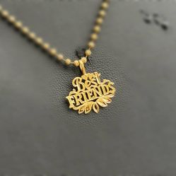Jewelry 14k solid yellow gold best friends Pendant charm