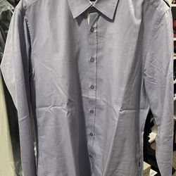 BOSS Hugo Boss Men's Lavender Cotton Dress Shirt L Regular Long Sleeve