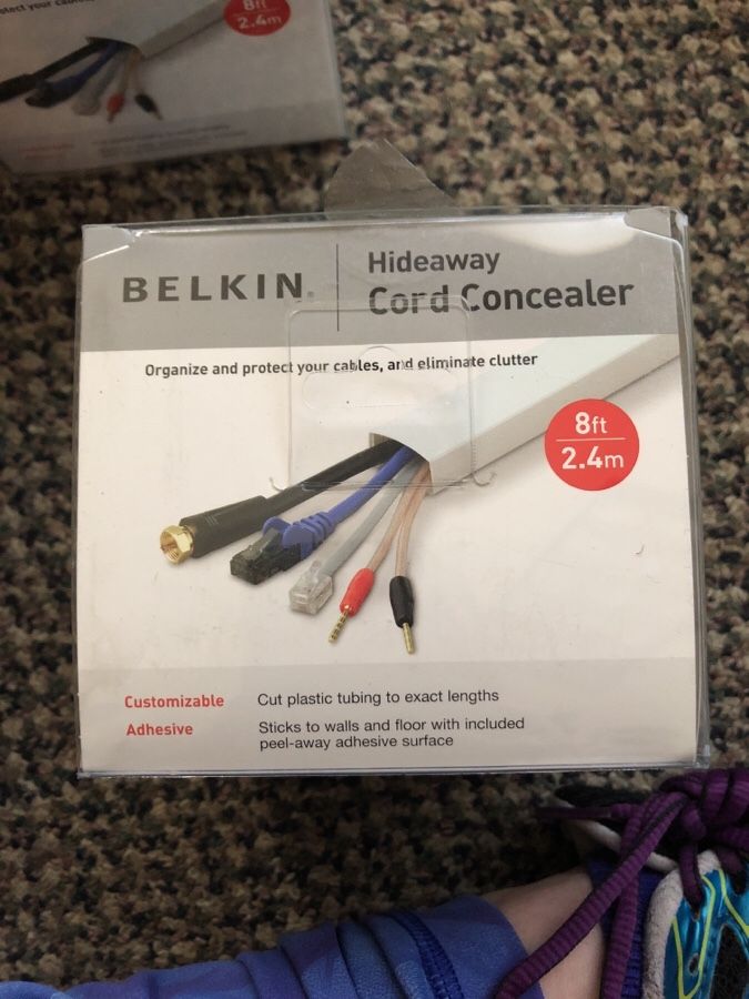 (6 packages) BELKIN HIDEAWAY CORD CONCEALER - 8 FT - NIB