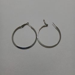 silver tone 2 in." flat hoop earrings 