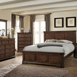 BEAUTIFUL NEW SHERRY QUEEN BEDROOM SET ON SALE ONLY $1299. KING SET $1399. SAME DAY DELIVERY!!