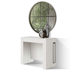 Extending Console Table with Extending Holder, Ash White, Up to 12 Seaters, Kitchen Console Table, Made in Italy, 45 to 300 cm