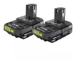 NEW…. TWO 2ah RYOBI 18v BATTERIES