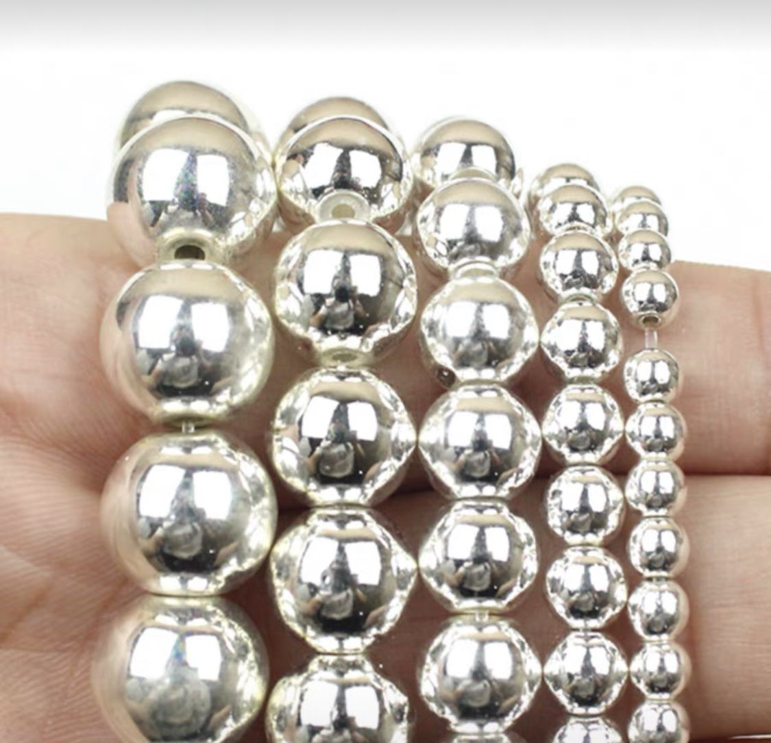 Hematite Silver 6mm Loose Beads (1 strand 15”-16”)