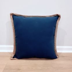Pottery Barn Blue Jute and Cotton Braided Pillow 20”