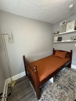 Brown wood Bed Frame / Twin Bed Frame and mattress / bedroom furniture / bedroom furniture sets