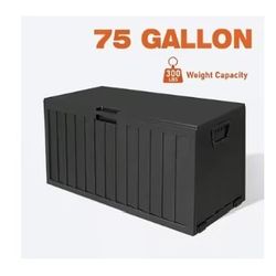 New 75 Gallon Waterproof Deck Box – Outdoor Storage with Wheels