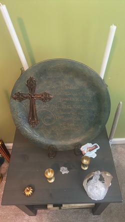 Religious plaque with embossed words