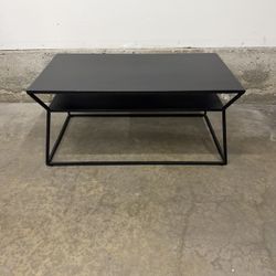 Modern Black Coffee Table with Storage Shelf