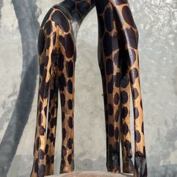 Vintage South African Hand Carved Wood Art Giraffes in Love 