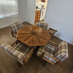 Card Table 42" With 4 Rolling Chairs