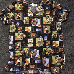 Women’s size XS Thanksgiving themed 100% cotton scrub top