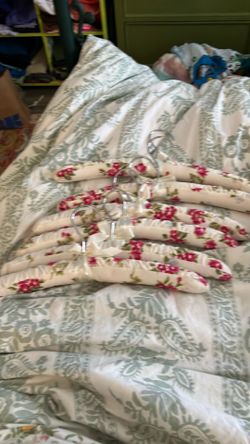 6 floral fabric covered hangars new